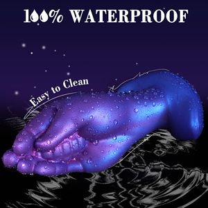 Dildo de Silicona Líquida Realista en Forma de Mano, Tamaño Grande, 100% Impermeable, Ecológico, Portátil, Juguete Anal, Morado-Azul - Product Image 6