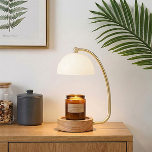 Lampe chauffante <span class=keywords><strong>à</strong></span> bougie sans flamme, <span class=keywords><strong>à</strong></span> intensité variable, avec base en <span class=keywords><strong>bois</strong></span> pour bougies parfumées, lampe de décoration de bureau - Product Image 1