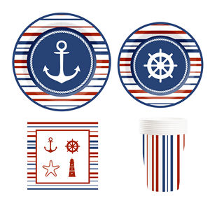 DAMAI <span class=keywords><strong>Pirate</strong></span> fête d'anniversaire fournitures décorations <span class=keywords><strong>Pirate</strong></span> trésor thème assiettes en papier et serviettes ensemble avec tasses pour 8 invités - Product Image 1