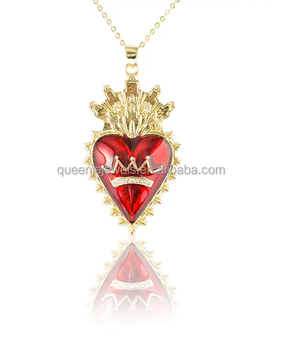 Vendita calda Chery oro rosso collana cuore 18k placcatura zircone cubico moda collana ciondolo di alta qualità incredibile