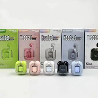 Earbud TWS T6 Nirkabel Bluetooth ENC Headset Gaming Olahraga Peredam Kebisingan Mikrofon Stereo dengan Layar LED