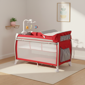 Cuna y Corralito Metálico Multifuncional para Bebé con <span class=keywords><strong>Cambiador</strong></span> de Pañales, Barra de Juguetes y Patas de Aluminio para Dormitorio - Product Image 2