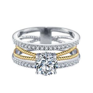 Anello Elegante con Zirconi Geometrici Dorati, Gioiello Moderno per Uso Quotidiano Femminile - Product Image 6