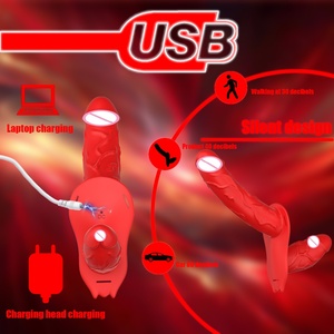 Factory Control Silicone Lesbian Strap on Double <b>Vibrating</b> Dildo Soft Sexy Toys for Adult Sex Safer Sex Silicone Dildo - Product Image 5