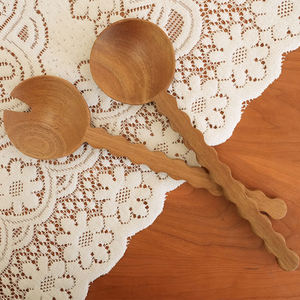 Natural House Serie festoneado Utensilios de cocina Tenedor y cuchara Mango largo Servidores de ensalada Set - Product Image 5