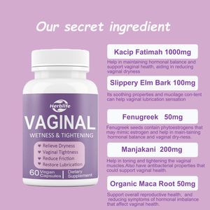 Capsules de lubrification et de resserrement vaginales à base de plantes en marque privée pour soulager la sécheresse, soutenir la lubrification, la santé intime des femmes - Product Image 4