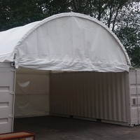 Abri pour conteneurs en acier galvanisé et PVC, tente de toit portable pour conteneurs certifiée CE avec panneau frontal semi-ouvert pour stockage temporaire