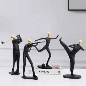 पुरुषों की गोल्फ खिलाड़ी प्रतिमा कुंग फू मूर्ति एथलीट खेलने की गेंद शूटिंग घर सजावट आधुनिक चढ़ाना राल उपहार शिल्प