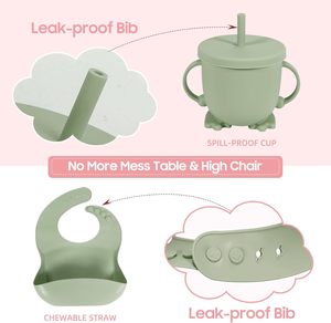 Vaisselle d'apprentissage pour bébé en silicone sans BPA, assiettes et bols à ventouse, pour la diversification alimentaire, fabrication OEM - Product Image 4
