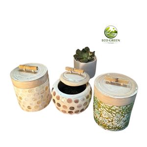 Pot en bambou incrusté de nacre, artisanat vietnamien classique, décoration et cadeau de Noël en bambou, personnalisable - Product Image 4