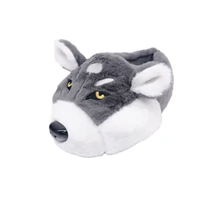 Wholesale Cotton Slippers Stuffed Animal Dog Cute Husky Slippers Indoor Warm Couple Shoes For Winter And Autumn Polyester Plush