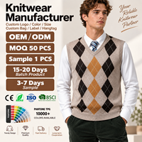 Gilets en tricot Argyle pour hommes, col en V classique, sans manches, gris et noir, jolis débardeurs pour papa et mari