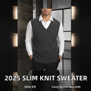 Luxury Anti-Wrinkle Anti-Shrink <b>Sleeveless</b> Knit <b>Sweater</b> <b>Men's</b> Slim Fit Front Fashion Top Comfortable Versatile Design for Autumn - Product Image 2