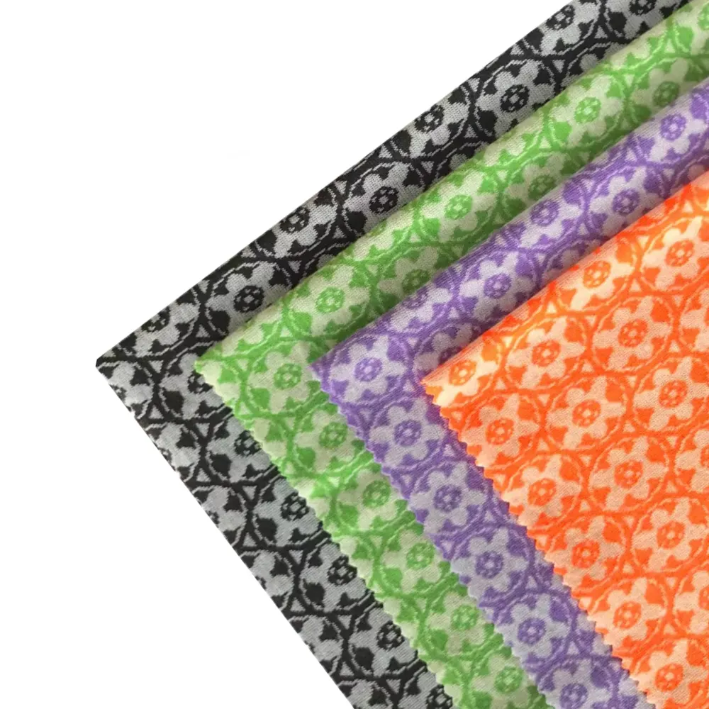Nouveau tissu de tricot extensible jacquard en polyester recyclé 260gsm à motif géométrique floral de créateur pour costumes