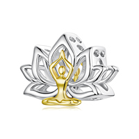 Breloque Fleur de Lotus avec Pendentif Religieux en Forme de Yoga Plaqué Or pour Cadeau Unisexe