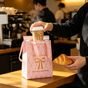 Custom Printed Non Woven Thermal Insulated Delivery Bag Cake Takeaway Food <b>Cooler</b> Bag with Loop Handle for Bakery Gift <b>Boxes</b> - Product Image 1