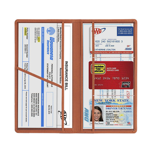 Portatarjetas de registro de seguro de coche con logotipo personalizado, billetera de cuero Pu Premium, organizador de documentos, tarjetero de coche - Product Image 6