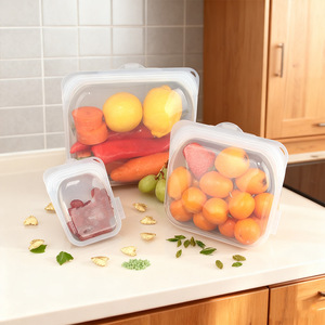 Silicone Food Storage Bags Square Reusable Sealing For <b>Refrigerator</b> Freezer Picnic - Product Image 2