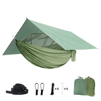 Langlebige Fallschirm-Nylon-Hängematte für zwei Personen, Camping-Hängematte mit verstärkten Baumgurten für Freizeit und Reisen im Freien.