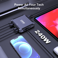 Cargador de escritorio de 240W, pantalla Digital, cargador rápido GaN, Cable retráctil de 100W, cargador de teléfono USB C para iPhone 17 Samsung MacBook