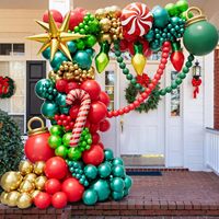 Kit d'arche de ballons de Noël de luxe, guirlande de cannes à sucre mentholées, ampoules étoiles, or, rouge, vert, décorations de fête de fin d'année