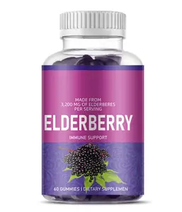 Calidad Elderberry Gummy Daily para suplemento de apoyo inmunológico con vitaminas A, C, D, E y Zinc, Black Elderberry Fruit Extrac