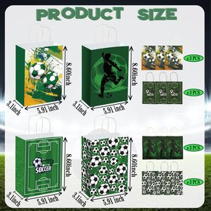12 sacs cadeaux en papier sur le thème du football avec poignées, sacs à friandises pour les jours de match, anniversaires et autres événements sportifs - Product Image 4