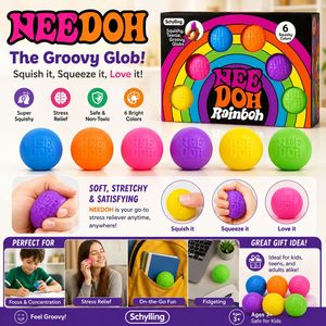 Nuevo Paquete de 6 Mini Pelotas Sensoriales de Rebote Lento Schylling Rainbow Teenie NeeDoh, Juguetes Sensoriales Suaves - Product Image 4