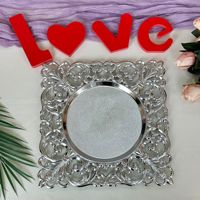 Assiettes de présentation carrées européennes en argent de haute qualité pour la décoration de banquets de mariage