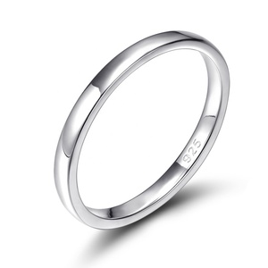 OAHLAN Yeni Trend 2/4/6mm Rodyum Kaplama 925 Ayar Gümüş Parlak Düz Kubbeli Alyans Kadın Erkek için - Yıldönümü Partisi - Product Image 1