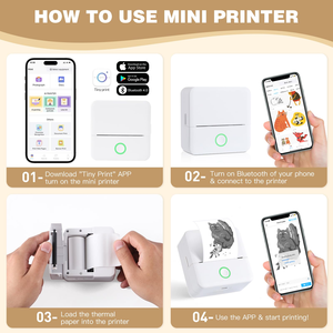 Mini-imprimante thermique portable haute performance pour codes-barres, technologie sans encre, format étudiant, format de poche, en stock - Product Image 2