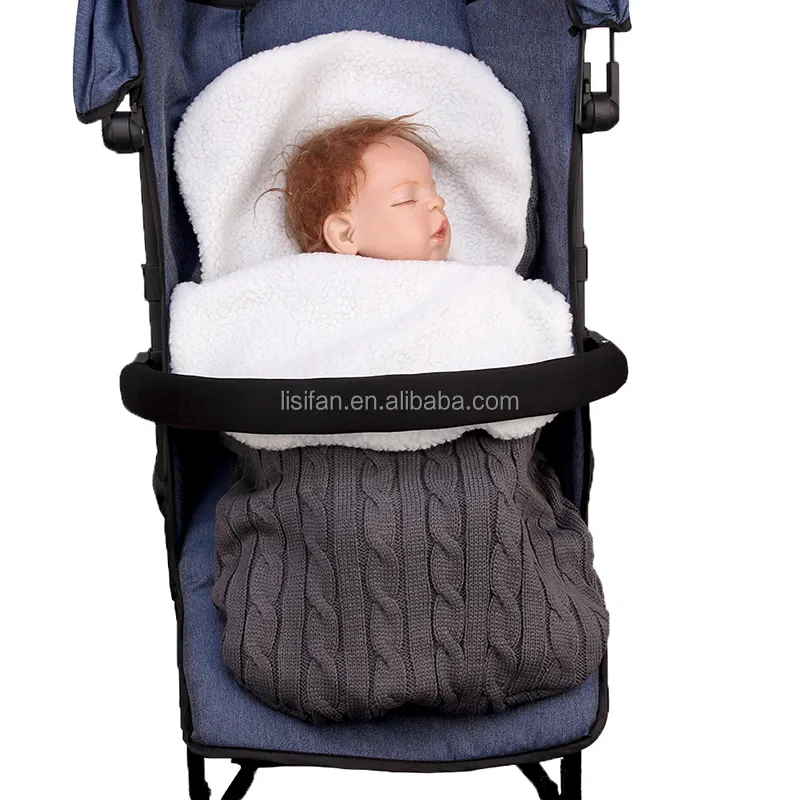 शीतकालीन सुंदर बुना हुआ रजाई बना हुआ बेबी कॉटन शीतकालीन गर्म बच्चा घुमक्कड़ स्लीपिंग बैग