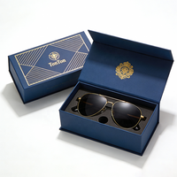 Boîte personnalisée avec couvercle et base, et boîte cadeau bleue pour lunettes de soleil, boîte en papier robuste avec couvercle