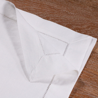 Serviettes de table en lin naturel blanc 20x20 de haute qualité avec ourlet festonné, vente en gros, serviettes de table en coton uni pour les occasions de mariage