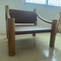 Fauteuil de réception en bois massif de style Mid-Century, design créatif, avec dossier, pour réunion ou détente