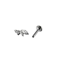 Getta ASTM-F136 G23 Titane plaqué or, Zircon mode, Piercing lèvre à filetage interne en forme de T, Bijoux en vrac assortis