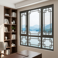 Fenêtre en verre trempé triple isolation à faible émissivité, style chinois ancien de luxe, en alliage d'aluminium, isolation thermique et économe en énergie