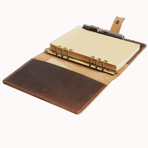 <span class=keywords><strong>Handmade</strong></span> Vintage A5 da du lịch Tạp Chí Nhật Ký tổ chức 6 Vòng chất kết dính với túi rời lá ràng buộc máy tính xách tay - Product Image 2