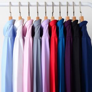 Camisa de Fibra de Bambú 2025, Camisa de Manga Larga para <span class=keywords><strong>Hombre</strong></span>, Color Sólido, Cuello Alto, Corte Entallado, Estilo Tridimensional, para Oficina - Product Image 5