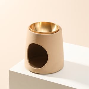 Brûleur d'Huiles Essentielles en Céramique Beige MAXERY, Diffuseur d'Arômes Fait Main Moderne, Chauffe-Cire Fondante - Product Image 5