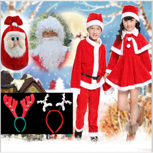 Doira Children's Santa Costume Set <b>Red</b> White Christmas Performance Outfit For Boys Girls With Accessories - Product Image 1
