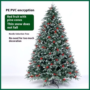 SEASON PE PVC Mezcla Pino blanco y fruta Decoración de árbol de Navidad <span class=keywords><strong>rojo</strong></span> 180cm Forma de árbol de Europa Base de pie - Product Image 4