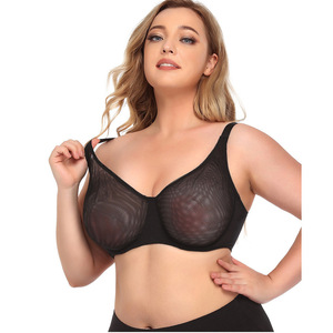 ชุดชั้นในผ้าตาข่ายแบบสองชั้น สีดำ ไซส์ใหญ่ คัพเสริมทรง ยกกระชับ ป้องกันการหย่อนคล้อย สำหรับผู้หญิง - Product Image 3