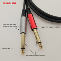 Cable de Audio Y-Splitter 2 en 1 de 5FT con Conectores Lightning y USB-C a TS de 6.35mm, Pin Chapado en Oro, para Escenario, Conciertos, DJ
