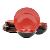 Lot de 18 assiettes et bols élégants en grès, style européen et américain, motif baies, vente en gros pour restaurants et hôtels