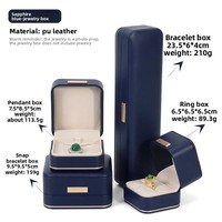 Boîte à bijoux carrée de luxe en cuir PU avec rangement élégant pour bagues et bracelets