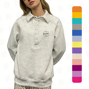 เสื้อสเวตเชิ้ตผ้าฟลีซทรงโอเวอร์ไซส์คุณภาพสูงสำหรับผู้หญิง สกรีนโลโก้ได้ เป็นมิตรต่อสิ่งแวดล้อม ระบายอากาศได้ดี แบบกระดุมหน้า - Product Image 1