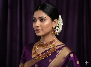 Elegant Antique Kemp Matte Gold Necklace <b>Choker</b> Style with Gold Clustered <b>Pearls</b> Ideal for Traditional and Designer Jewelry - Product Image 4