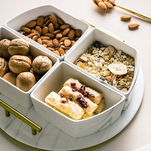Boîte à bonbons marbrée, service à thé de l'après-midi, rond, en céramique, grand hôtel, plateau de collation sèche, à trois compartiments - Product Image 4