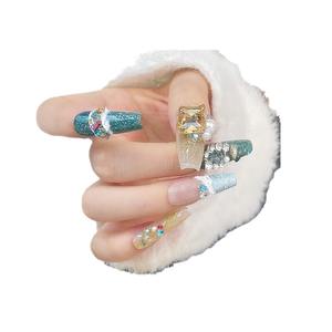 Pegatinas de copos de nieve de dibujos animados de Navidad hechas a mano, <span class=keywords><strong>Uñas</strong></span> postizas, árbol de Navidad, <span class=keywords><strong>uñas</strong></span> artificiales de invierno, corazón adolescente, <span class=keywords><strong>uñas</strong></span> cortas pequeñas - Product Image 5
